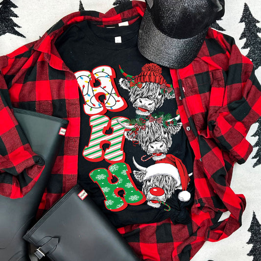 HO HO HO Shaggy Cow Graphic Tee