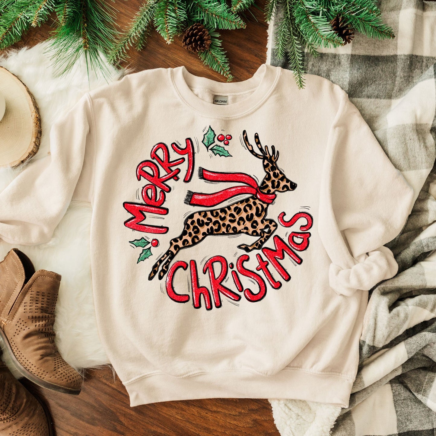 Leopard Reindeer   Sweatshirt