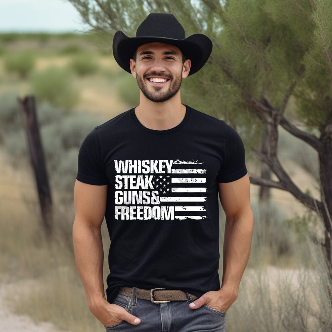 Whiskey, Steak, Guns & Freedom Graphic Tee