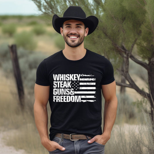 Whiskey, Steak, Guns & Freedom Graphic Tee