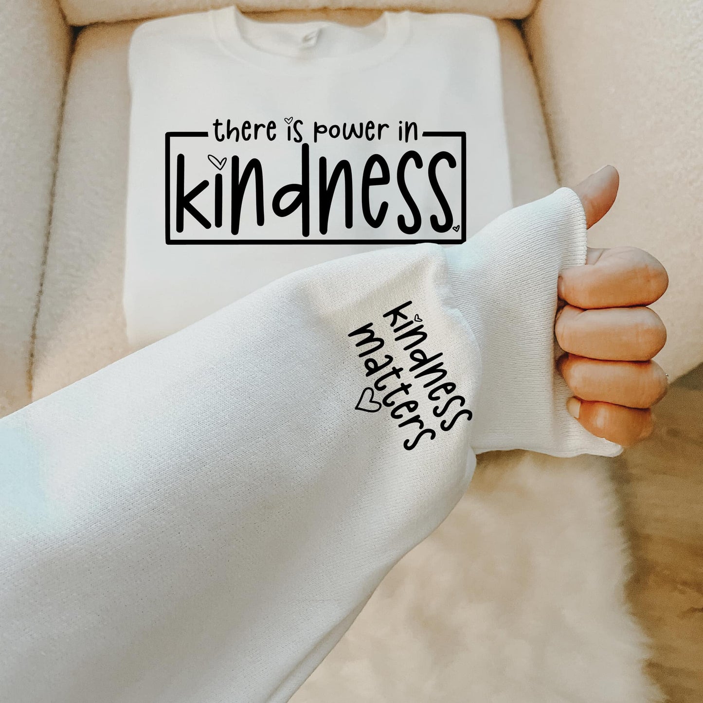 There Is Power In Kindness With Sleeve Accent Sweatshirt