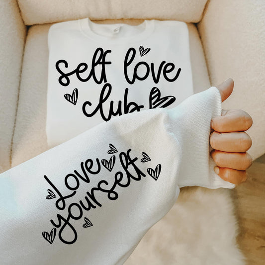 Self Love Club With Sleeve Accent Sweatshirt