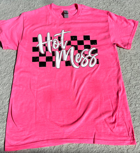 Hot Mess Checkered (Neon PINK)