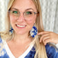 Blue Marble Fringe Earrings