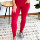 Take It Easy Tik-Tok Pocket Leggings in Red