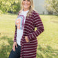 Change Your Stripes Cardigan in Wine