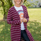 Change Your Stripes Cardigan in Wine