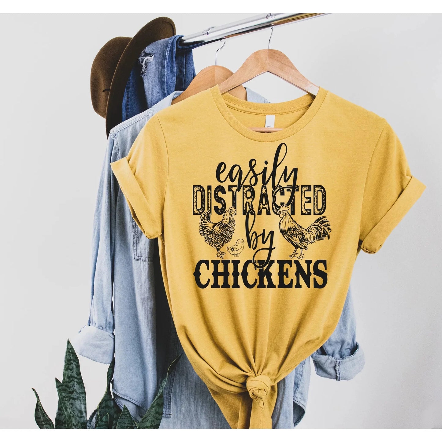 Easily distracted by chickens graphic tee