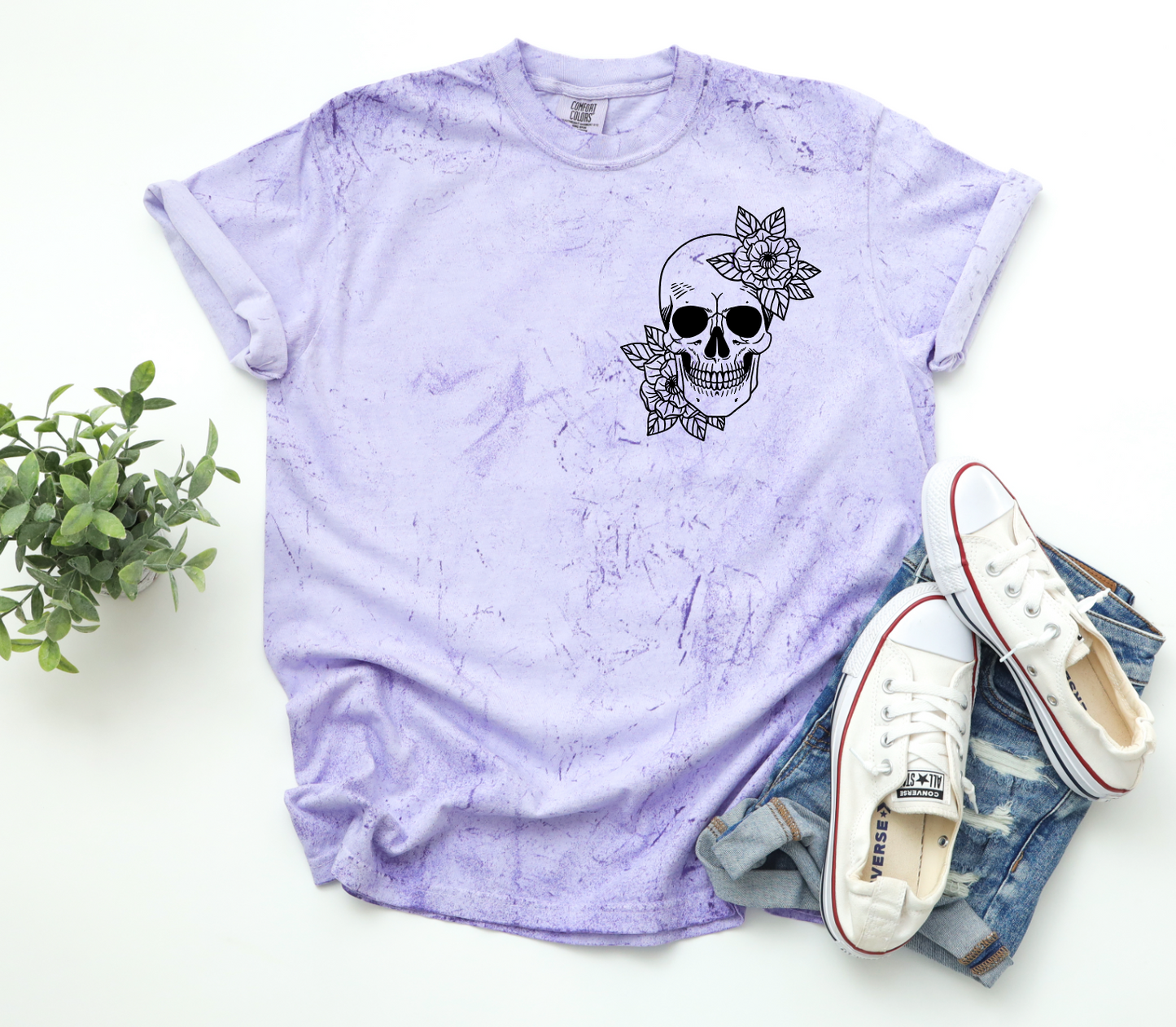 Flower Skull Oversized pocket tee