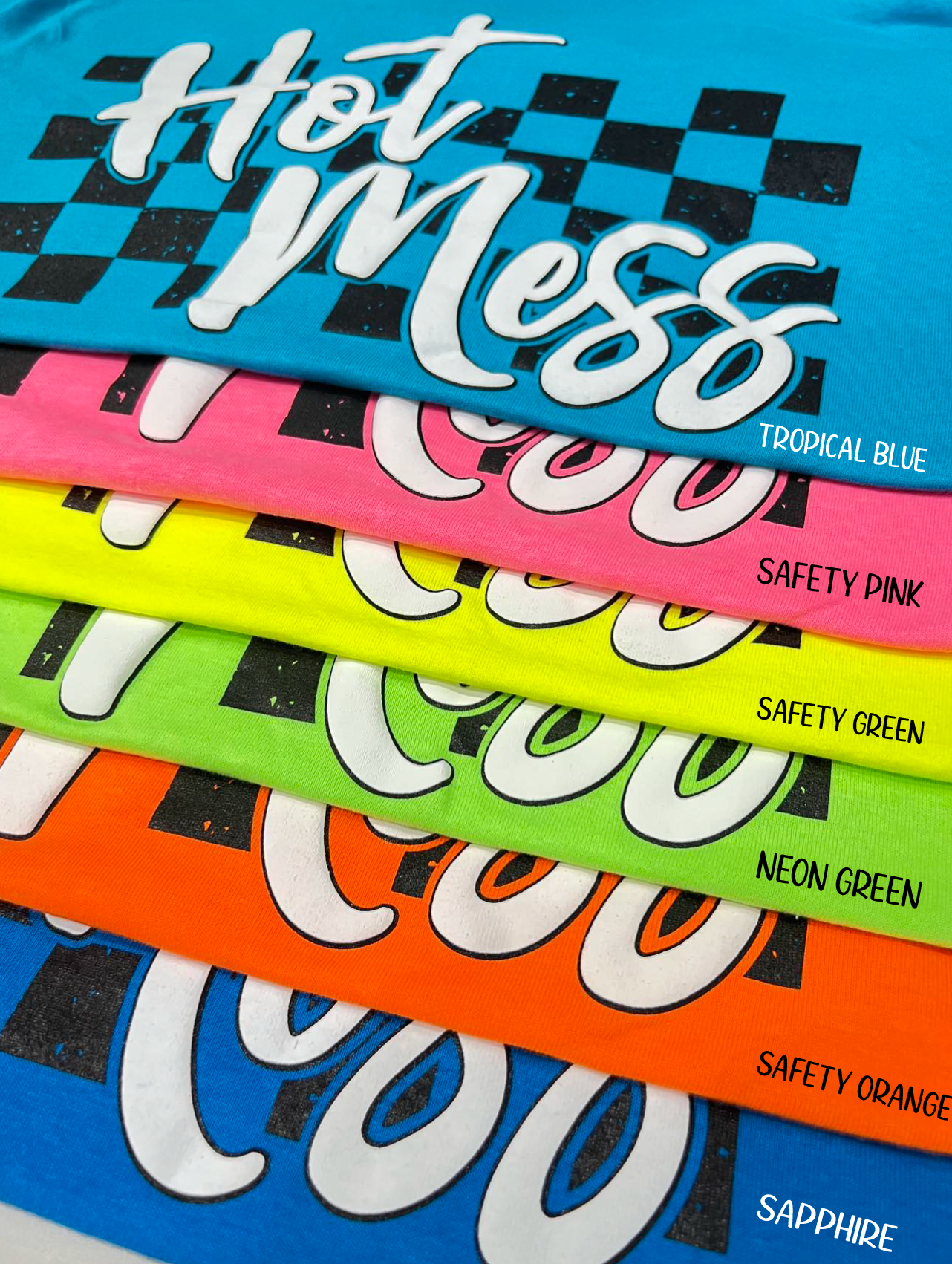 Hot Mess Checkered (Neon PINK)