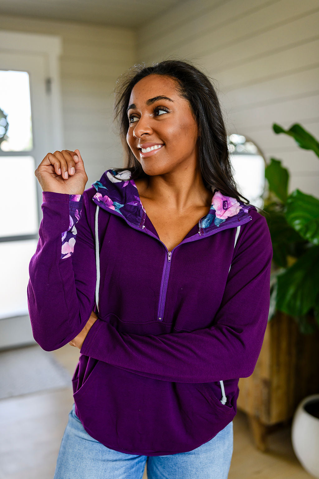 New Audre Hoodie-#1-Plum Flora