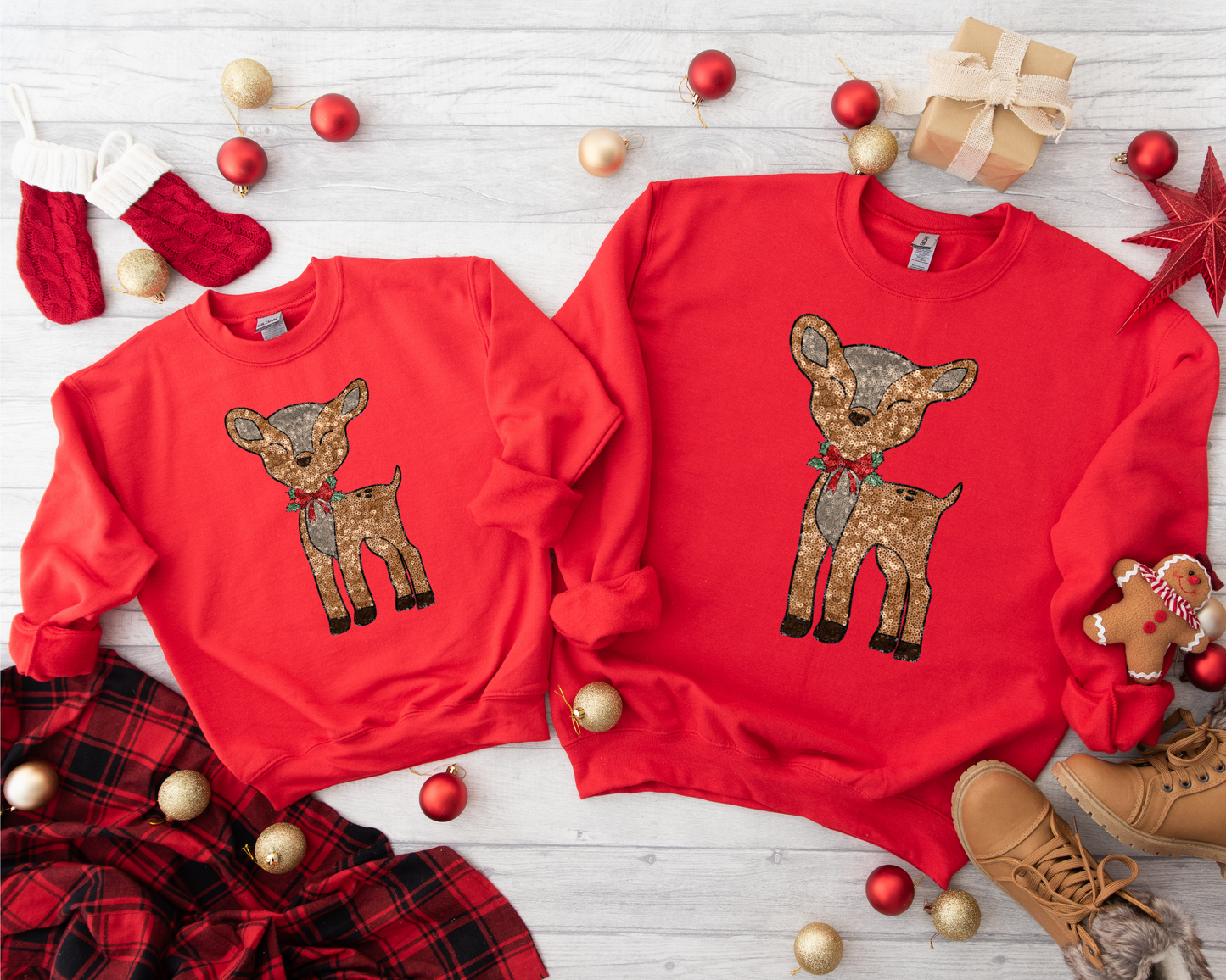 Christmas Reindeer ~ Mommy & Me Graphic RED sweatshirts