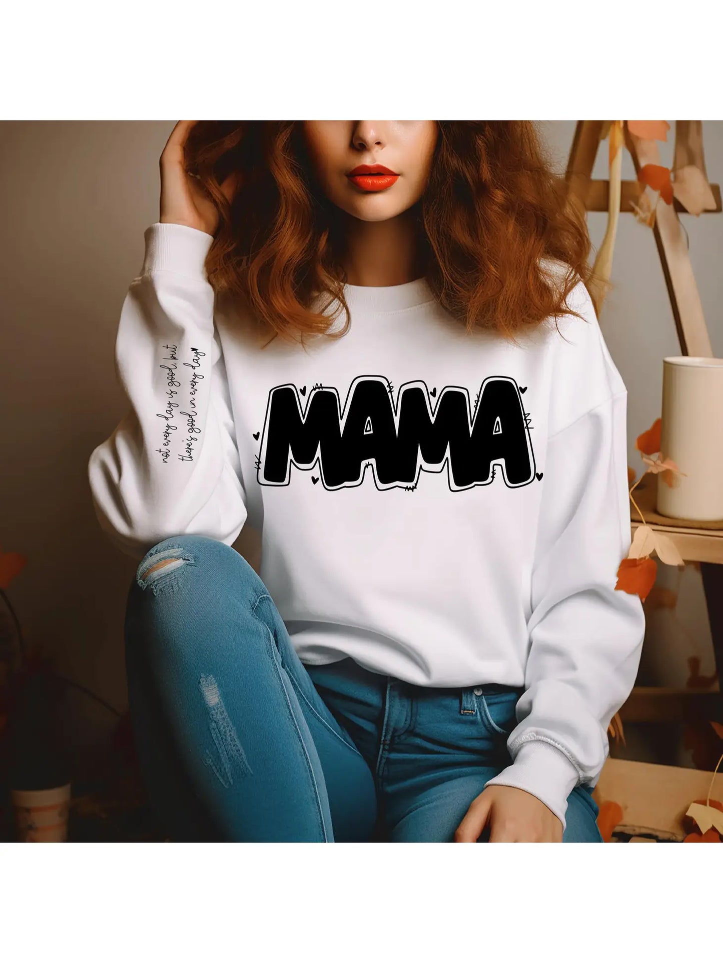 MAMA  With Sleeve Accent Sweatshirt