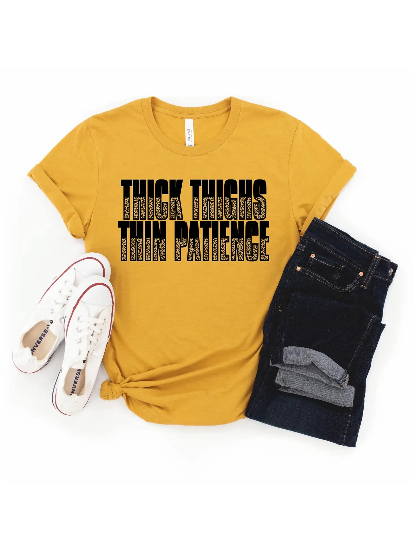 Thick Thighs Thin Patience Leopard GRAPHIC TEE