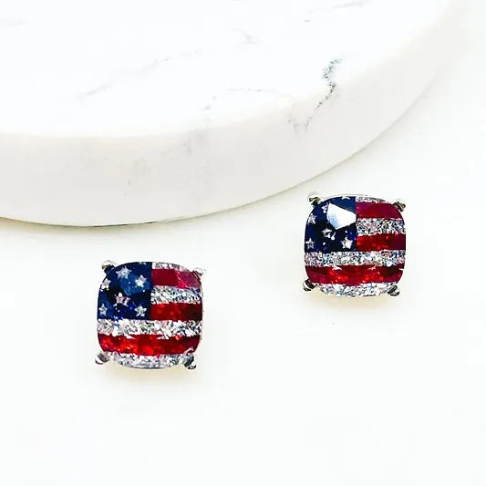 American Flag Post Earrings