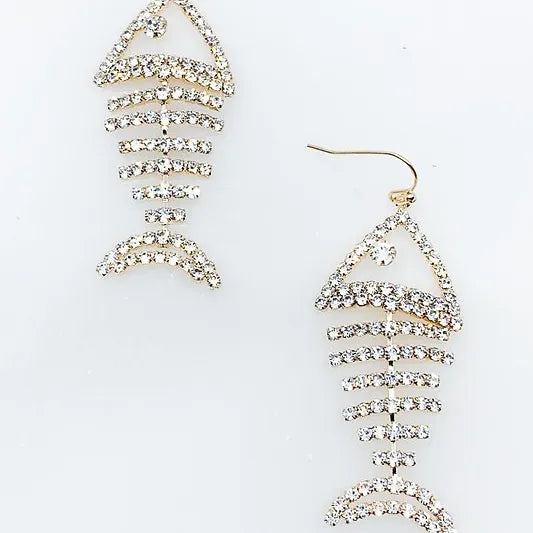 Rhinestone Fish Drop Earrings